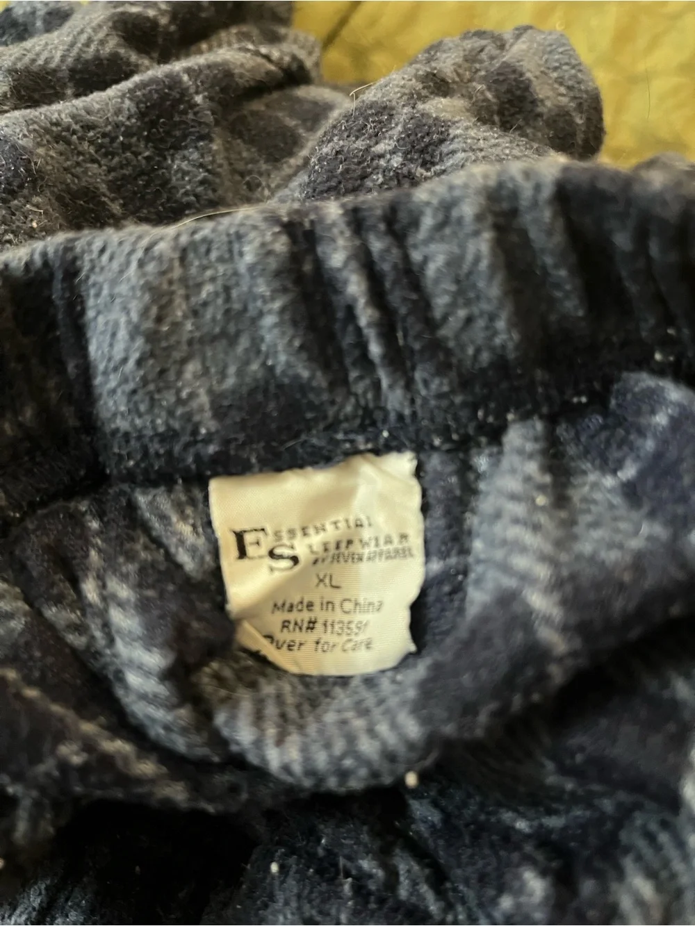 Essential Sleepwear Men’s XL Navy Checkered Pajama Pants